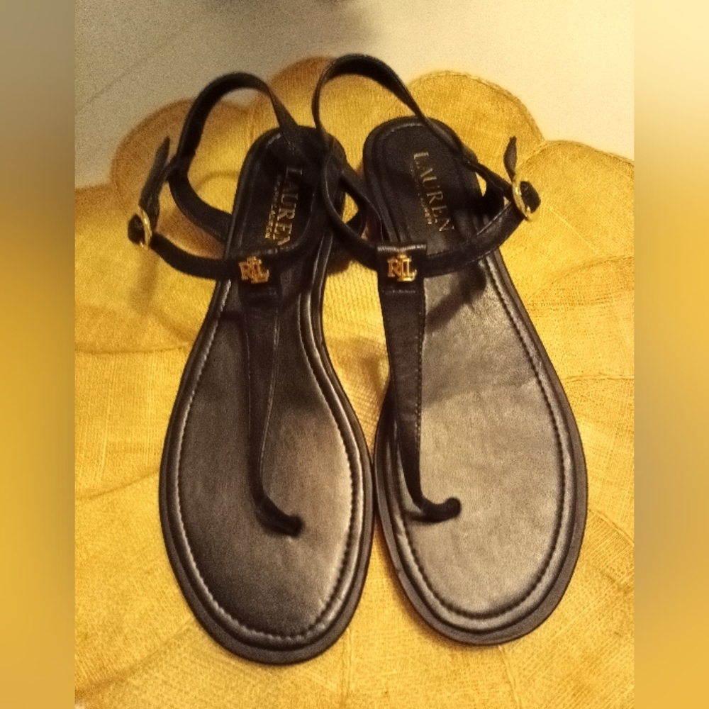 Lauren Ralph Lauren Black Leather Sandles